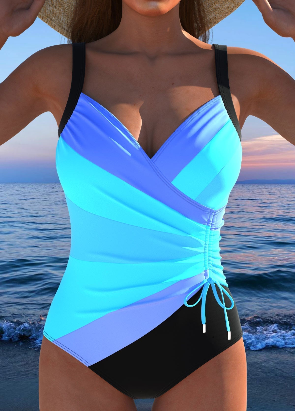Savélya™ | Maillot Noir à Imprimé Coloré