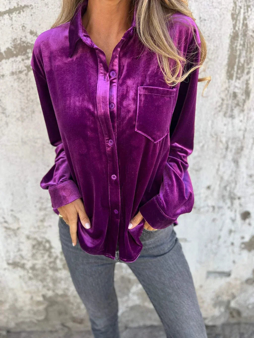 Catherine - Blouse en Velours Élégante