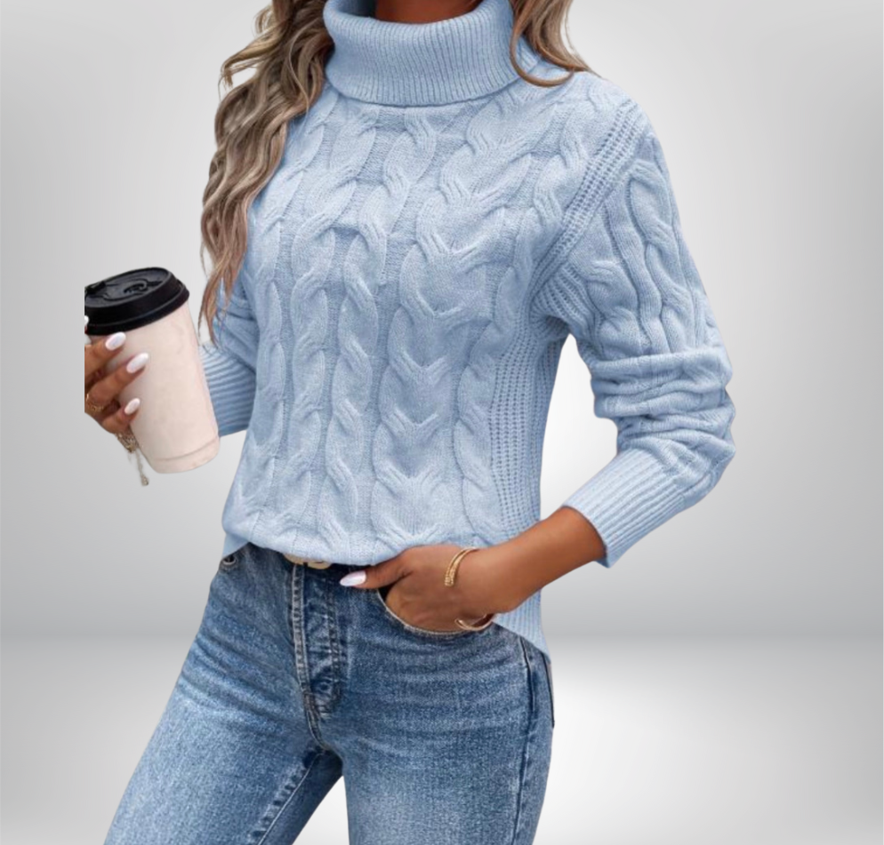 Lanie | Pull à col montant en tricot torsadé