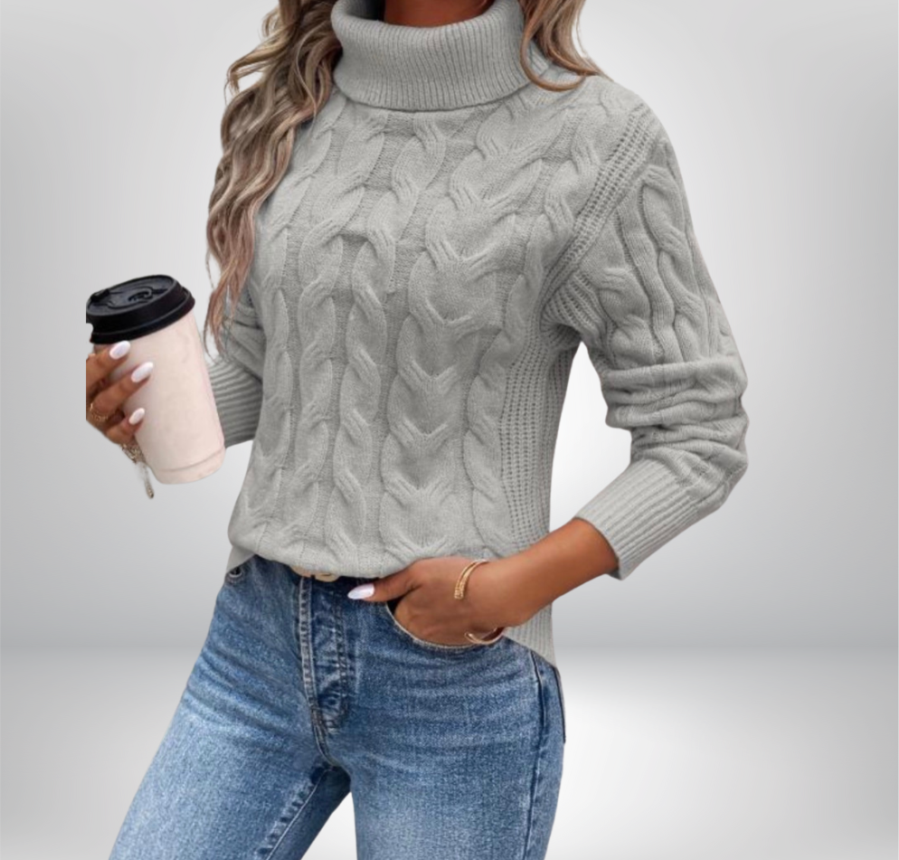 Lanie | Pull à col montant en tricot torsadé