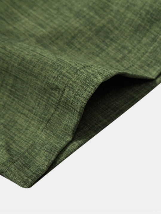 Chemise à manches courtes à col officier & pantalon droit en lin