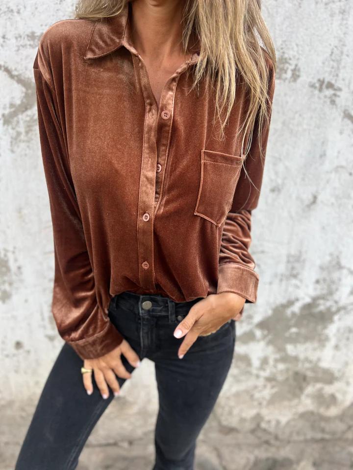 Catherine - Blouse en Velours Élégante