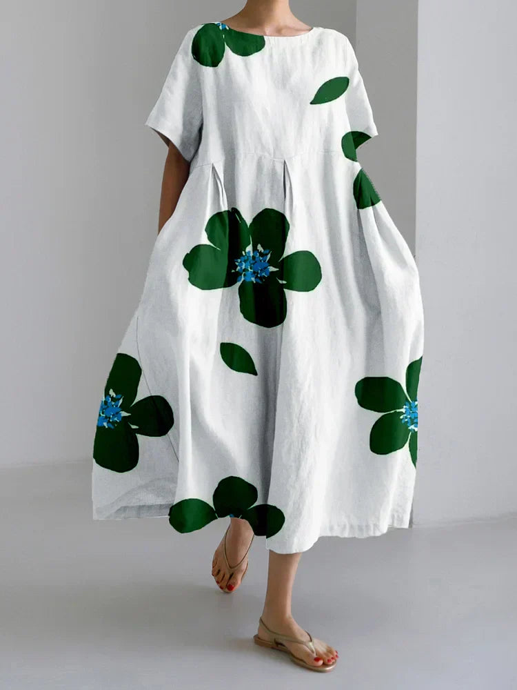 CATERINA | Robe longue d'été avec fleurs vives et confort doux pour les journées ensoleillées