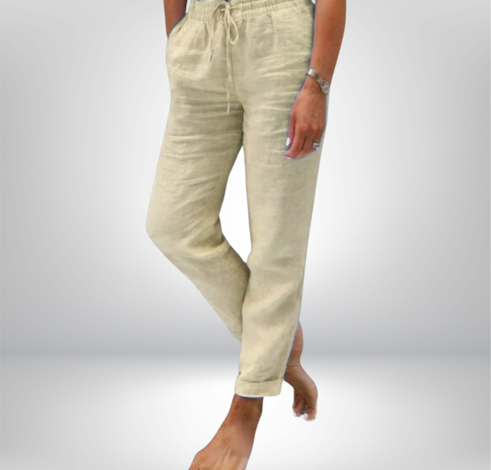 Monica | Pantalon avec élastique en coton et lin