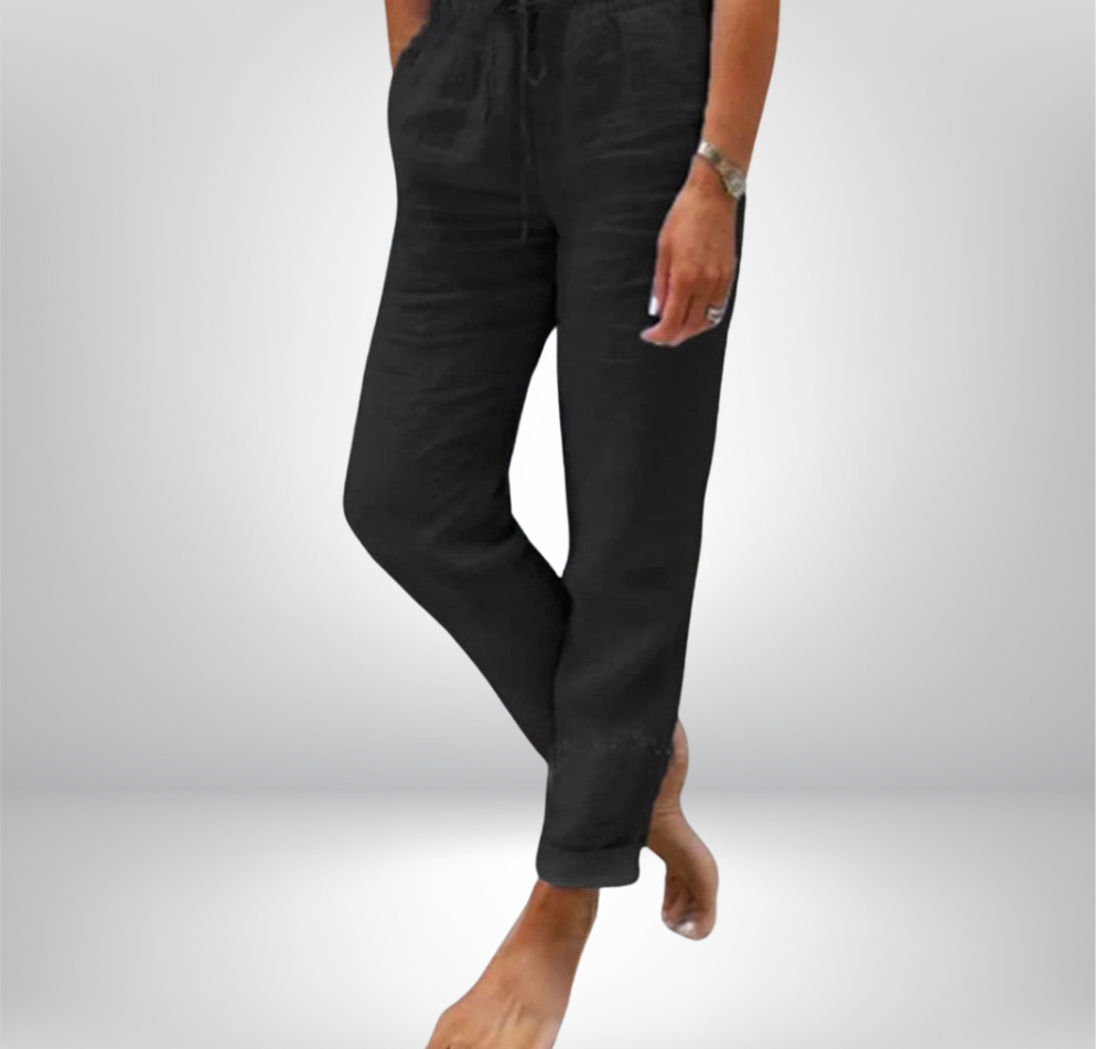Monica | Pantalon avec élastique en coton et lin