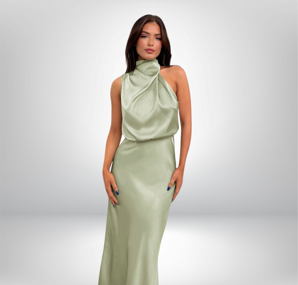 Élodie™ | Robe glamour en satin avec licou.