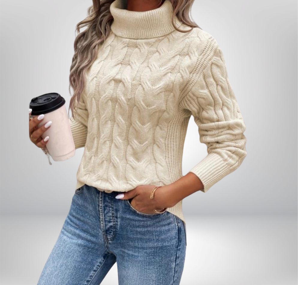 Lanie | Pull à col montant en tricot torsadé
