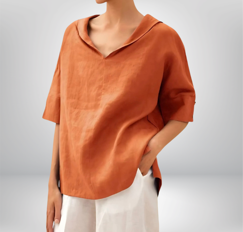 Abby | Chemise en Lin Décontractée Col V