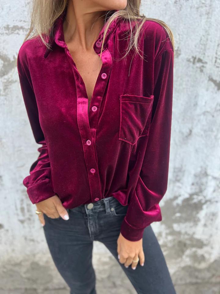 Catherine - Blouse en Velours Élégante
